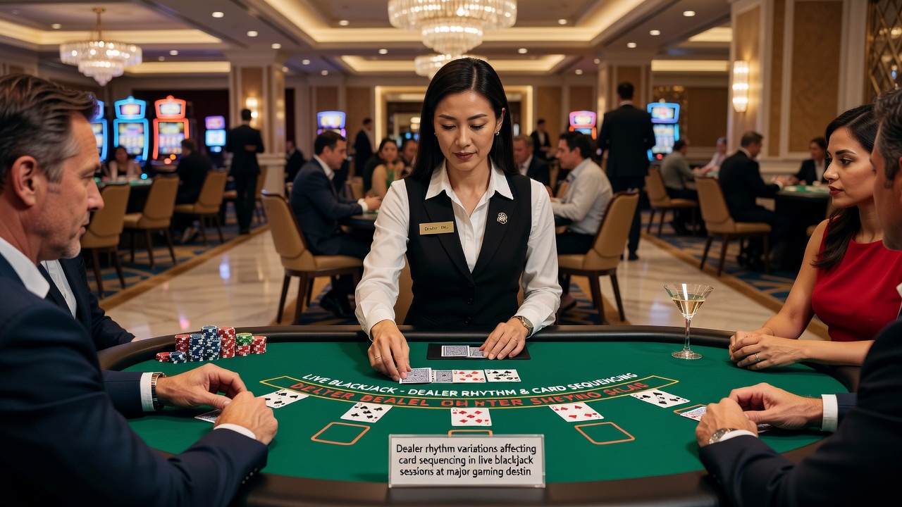 Close-up view of cards being dealt from a blackjack shoe during a live casino session