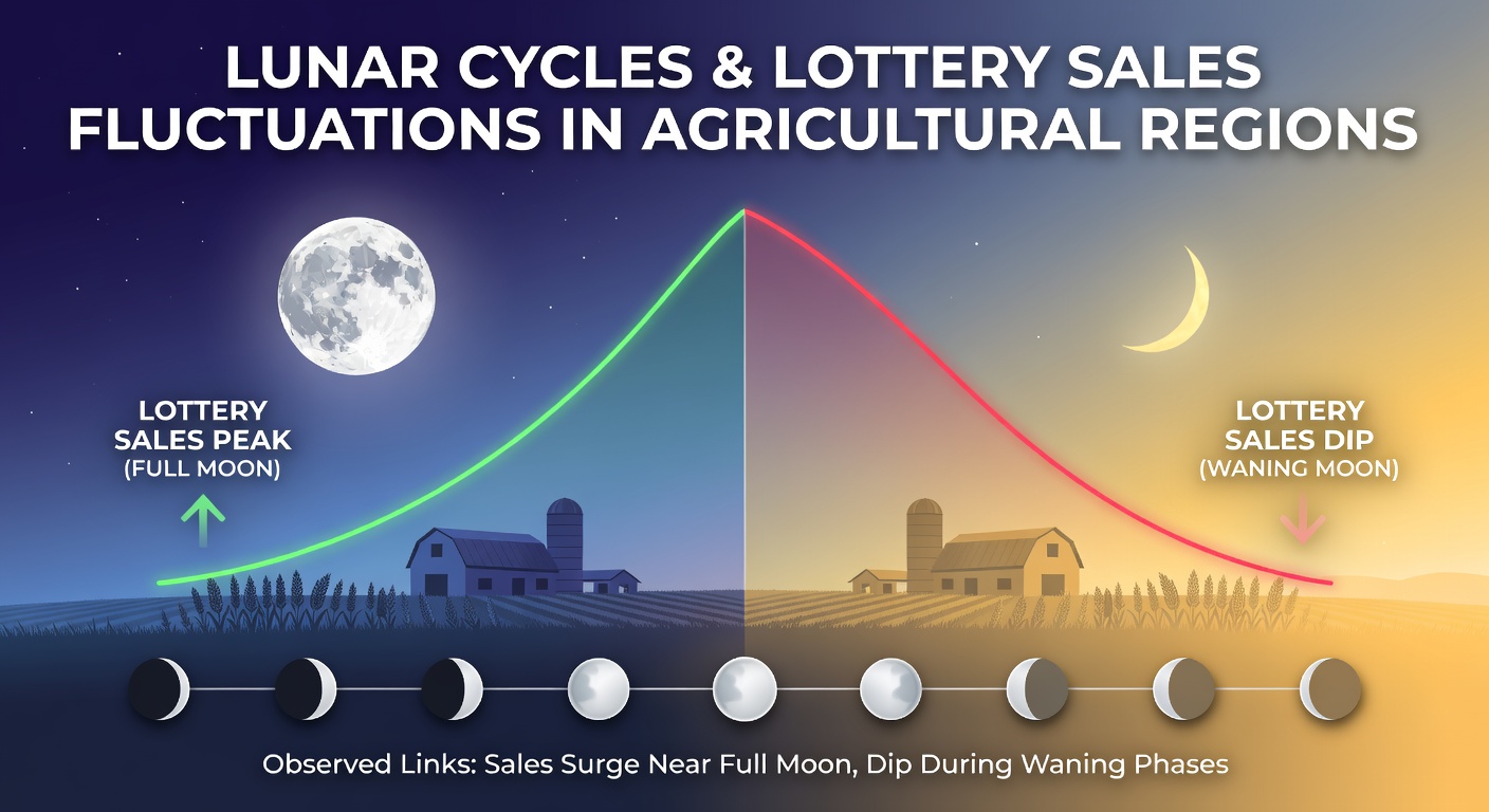 Visualization of lunar phase data overlaid with lottery sales trends from farming communities