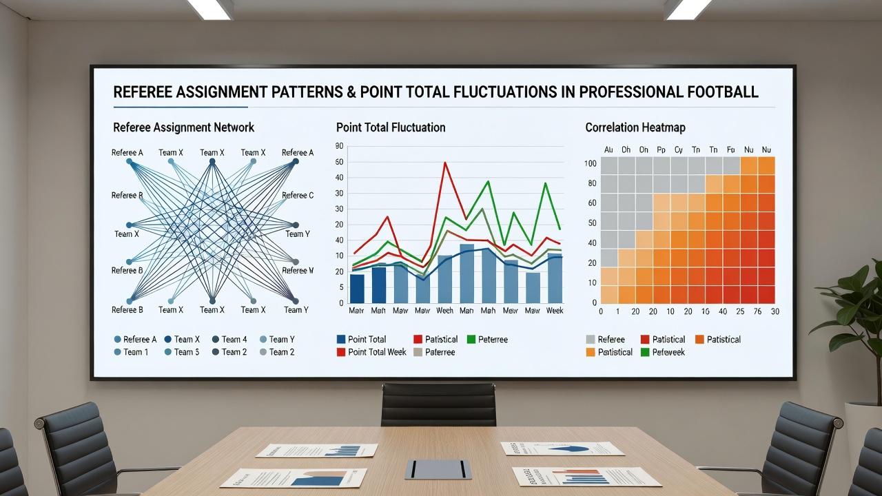 Statistical charts displaying referee crew performance metrics and point total distributions