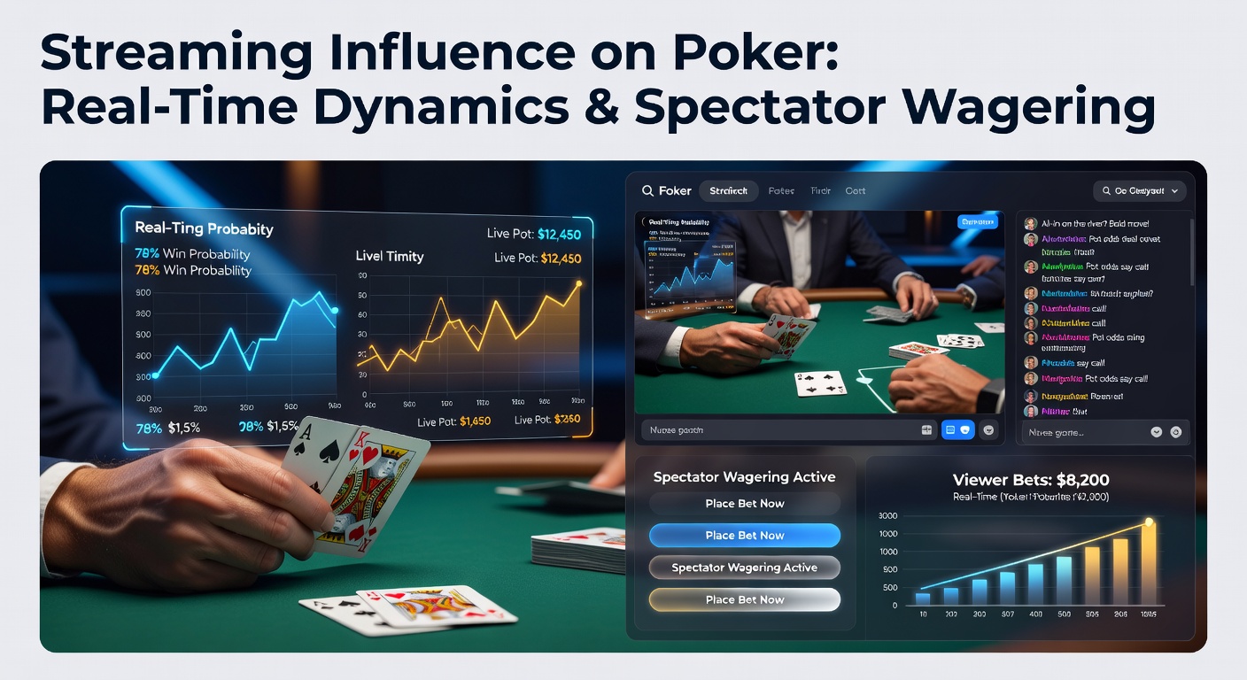 Live streaming setup capturing poker tournament action with real-time viewer engagement overlays