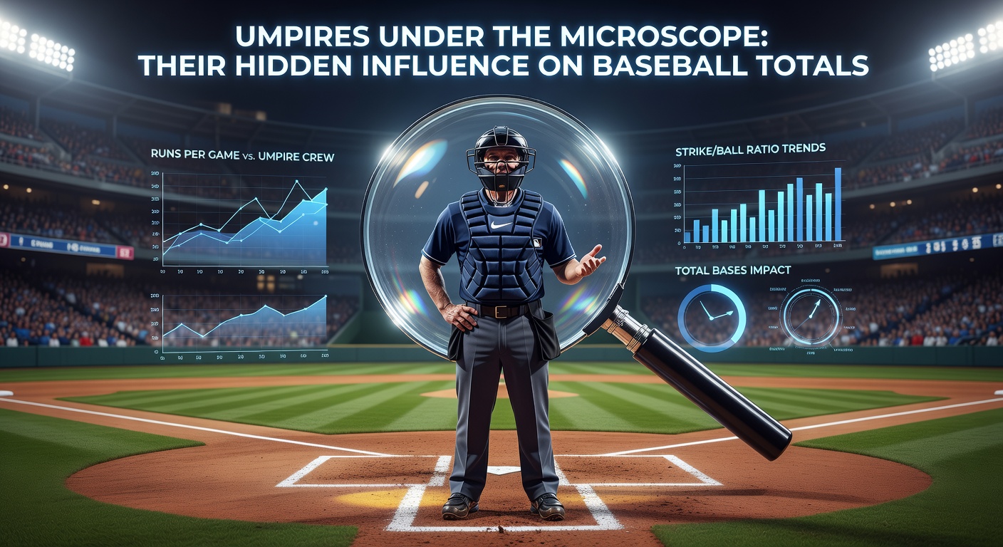 Graph showing umpire strike zone variability across MLB games, with bars comparing over/under hit rates for top and bottom performers